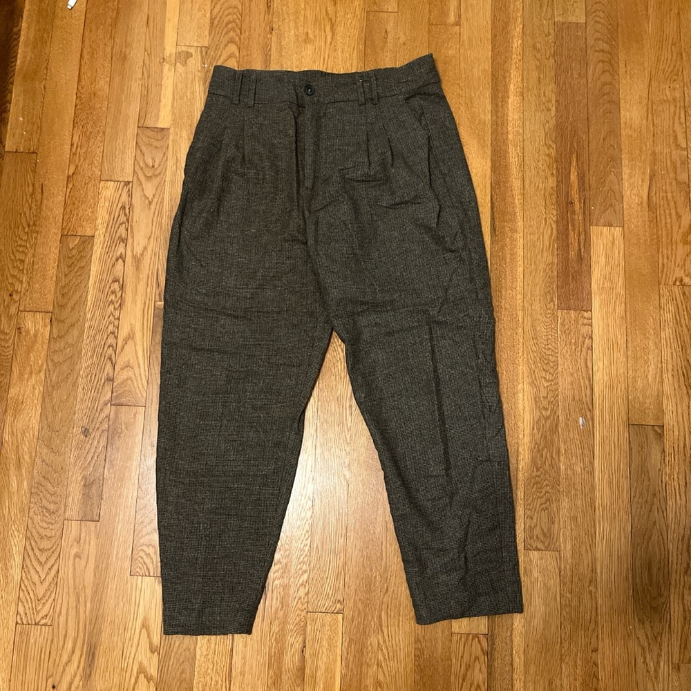 Women’s Grey Wool Pleated Wool Trousers